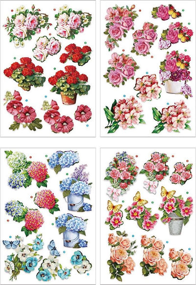 Creativ Company 3D-Blätter, Blumen, Bogen 21x30 cm, 4 Bögen 1 Karton