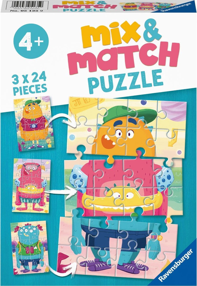 Ravensburger Mix-Match-Puzzle lustige Monster – 3 x 24 Teile – Kinderpuzzle