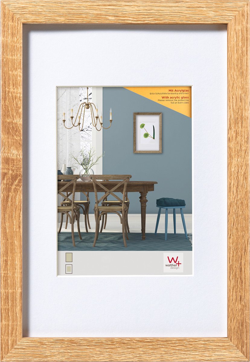 Walther Fiorito – MDF-Holzrahmen – Fotogröße 30 x 40 cm – Kunstglas – helle Eiche