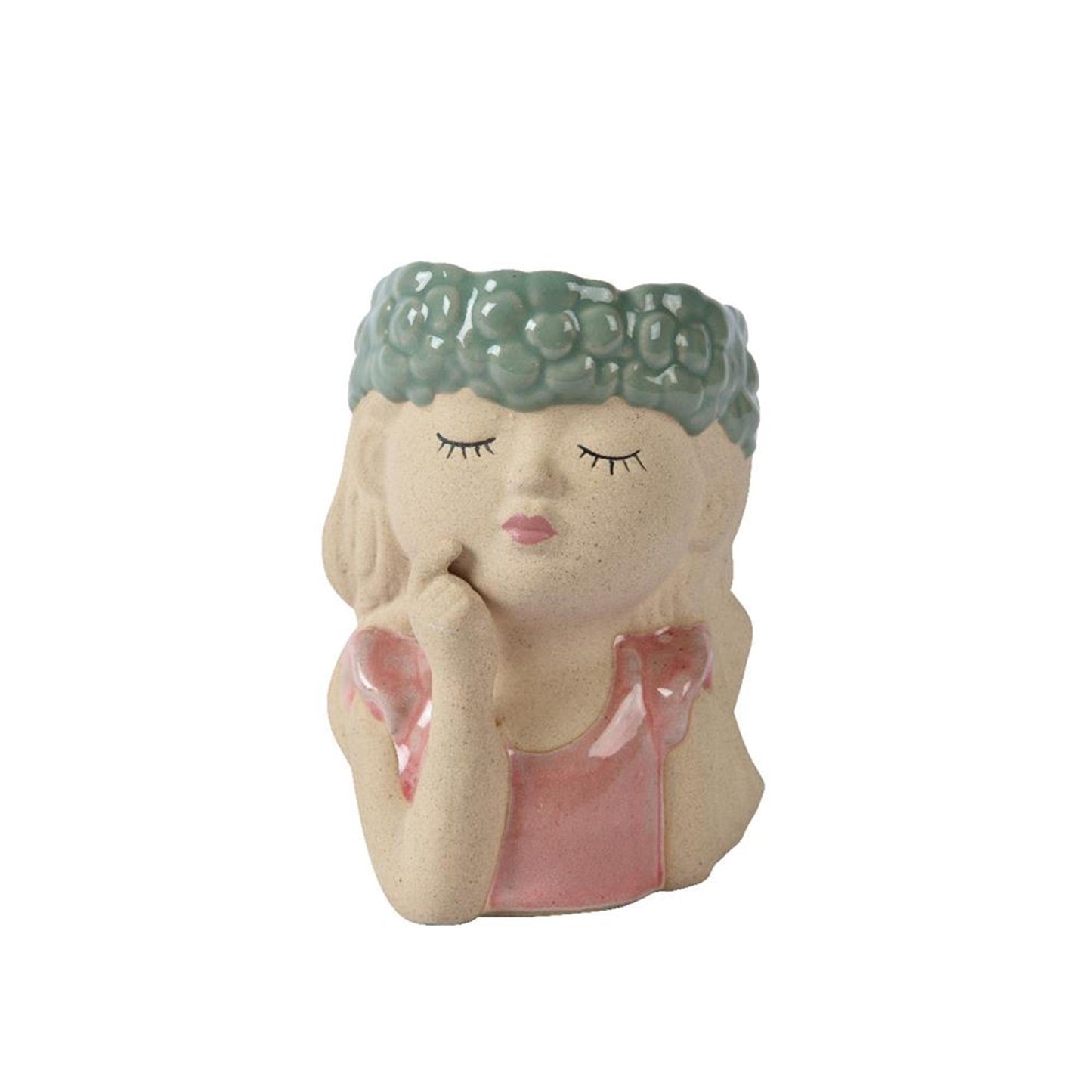 Decoris Blumentopf Frau H10,6 grün rosa