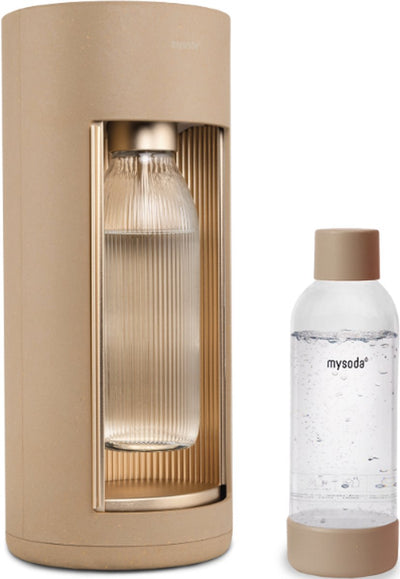 Mysoda Glassy Latte – Designer-Sprudelwasserbereiter aus ökologischem Biokomposit-Aluminium – inklusive 2 Flaschen