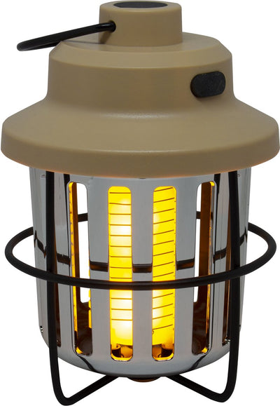 Eurotrail Mückenlampe Retro – wiederaufladbare Insektenlampe – Campinglampe – beige – kompakt und leicht – warmer flammender Lichteffekt