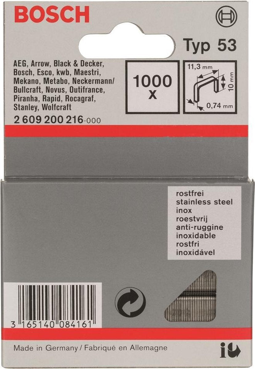 Bosch-Zubehör nicht mit Feindraht Typ 53 11,4 x 0,74 x 10 mm 1000 Stück - 2609200216