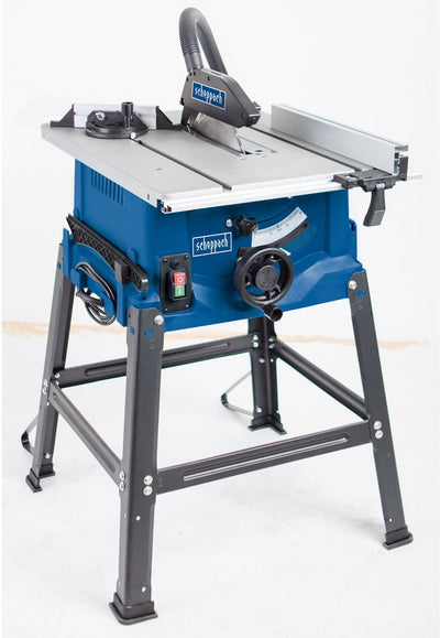 Scheppach Sägetisch HS100s - 2000w - ø250mm - mit Sockel - ausziehbare Arbeitsplatte - höhen- und winkelverstellbar - inkl. 2x Sägeblätter (24t und 48t), Gehrungsanschlag, Parallelanschlag, Schiebestock