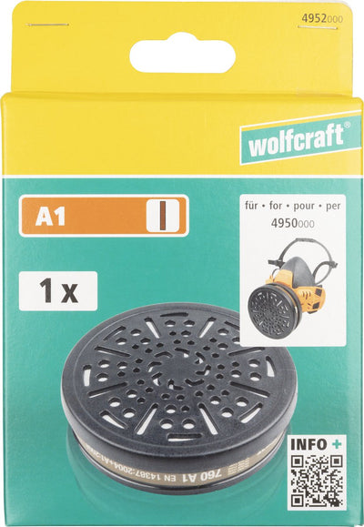 Wolfcraft – Halbgesichtsmaske, austauschbarer Luftfilter A1 – Filter – Gasmaske – 4952000