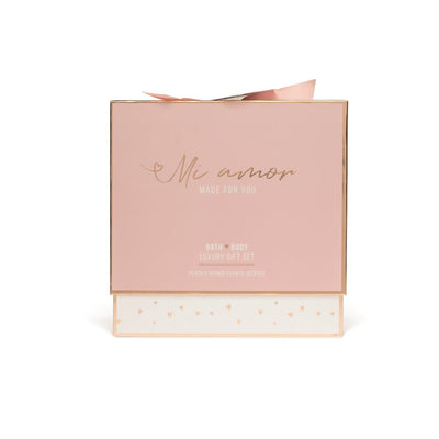 Source Balance Bade-Geschenkset „Mi Amore“-Körperlotion 120 ml, Badeduschgel 180 ml, Seifenstück 110 g und Badeschwamm