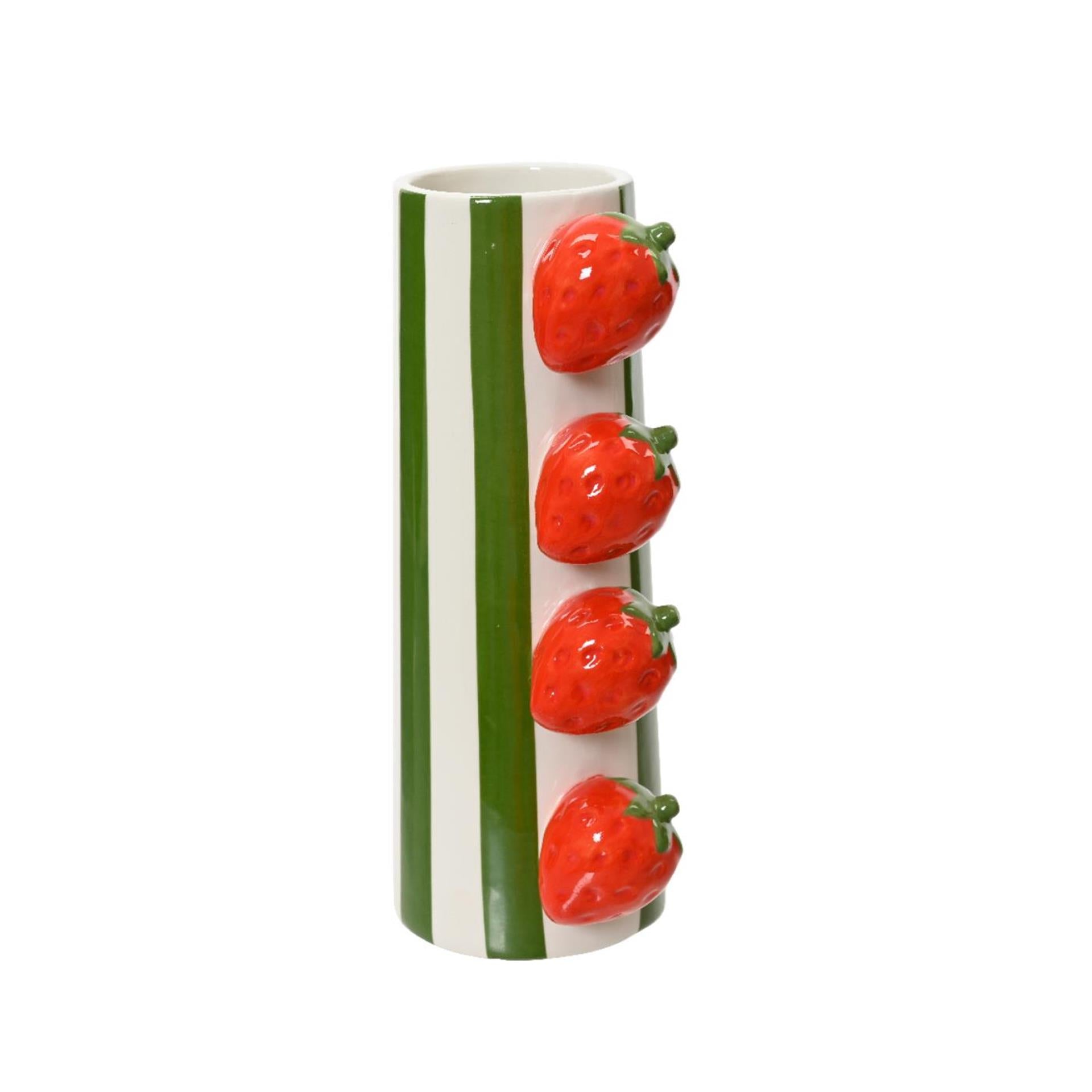 Decoris Vase Dolomitstreifen-Erdbeere H20,7cm