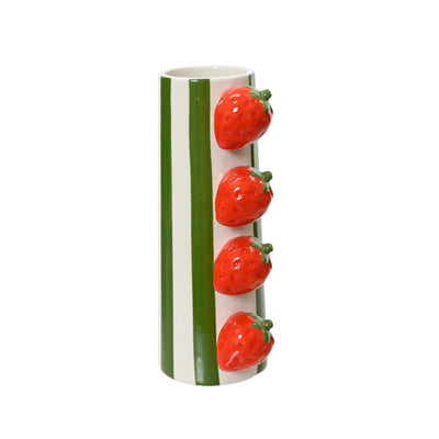 Decoris Vase Dolomitstreifen-Erdbeere H20,7cm