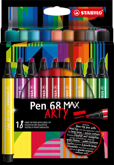 Stabilo Pen 68 Max Arty Filz -Tip Stift mit dickem Meißel Peak 18 Farben