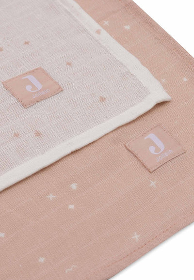 Jollein – hydrophiles Tuch groß 115 x 115 cm – Wickeltuch – weiche Baumwolle – 2 Stück – funkelndes Wildrosa