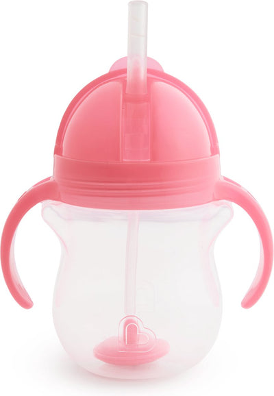 Munchkin Tip Sip Anti-Spill-Strohhalmbecher – Trinkbecher mit Strohhalm – spülmaschinenfest – ab 6 Monaten – 207 ml – rosa – Trinkbecher mit Strohhalm