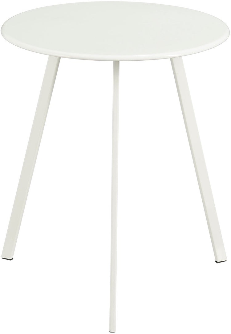 Mica Dekorationen M Seatle Beistelltisch für den Außenbereich – runder Couchtisch – Pflanzentisch und Couchtisch – H45 x T38 cm – Eisen – Weiß