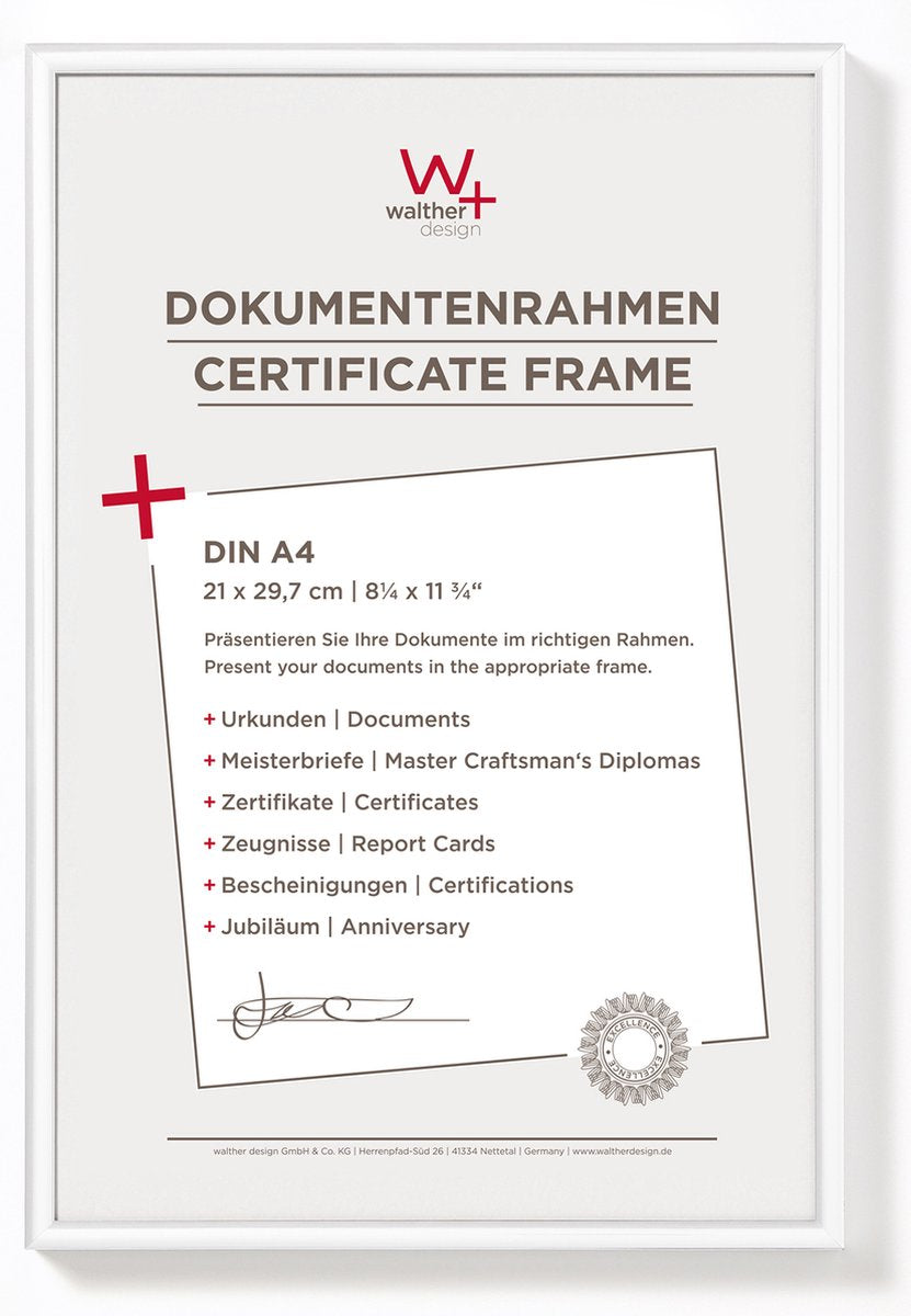 Walther New Lifestyle - Kunststoffrahmen - Fotogröße 21x29,7 cm (Din A4) - Weiß