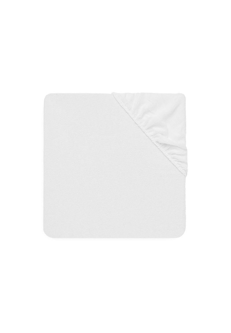 Jollein – Baby-Spannbettlaken für Kinderbett (weiß) – Baumwolle – Polyester – Frottee wasserdicht – 60 x 120 cm
