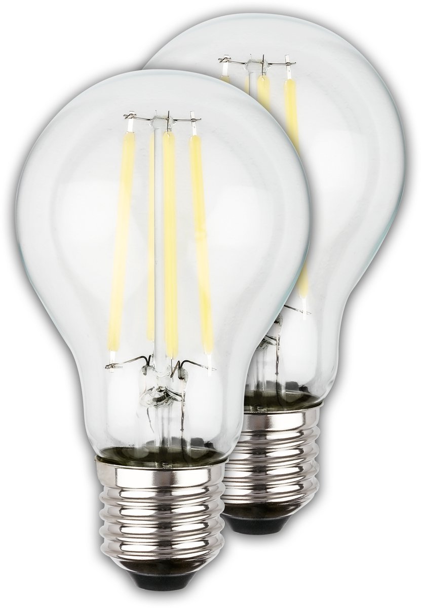 Briloner – ultraeffiziente LED-Lampe – Set mit 2 Lichtquellen – E27 – Filamentbeleuchtung – A60 – 4 W – 840 lm – 2.700 K warmweißes Licht – ø6 cm