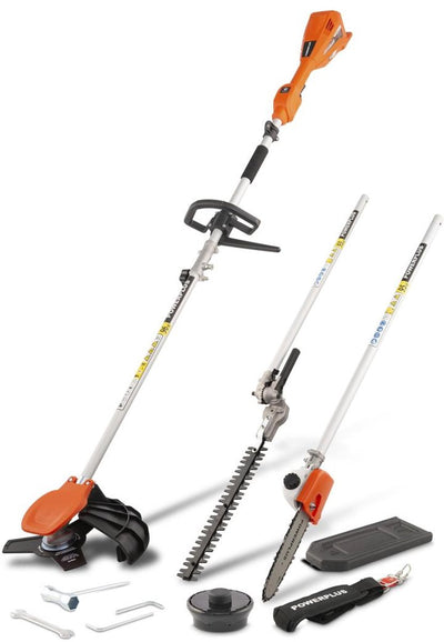 Powerplus Dual Power 4-in-1 akkubetriebenes Garten-Multitool powdpg75530 – 40 V akkubetriebene Gartengeräte, Heckenschere, Trimmer, Kettensäge und Freischneider, ohne Akku und Ladegerät