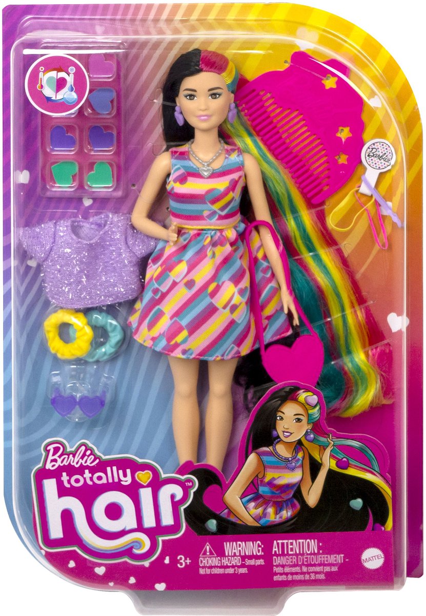 Barbie-Puppe mit totalem Haar-Regenbogen
