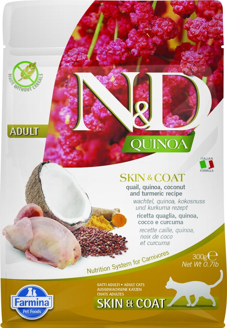 N d Farmina Quinoa – erwachsene Katze – Wachtel mit Hautfell – 300 g
