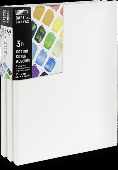 Liquitex 471030040 Basics Leinwand-Set 3x 30×40 cm – 100 % Baumwoll-Leinwand, ca. 280 g m², dreifach grundiert, für Acryl-Ölfarbe