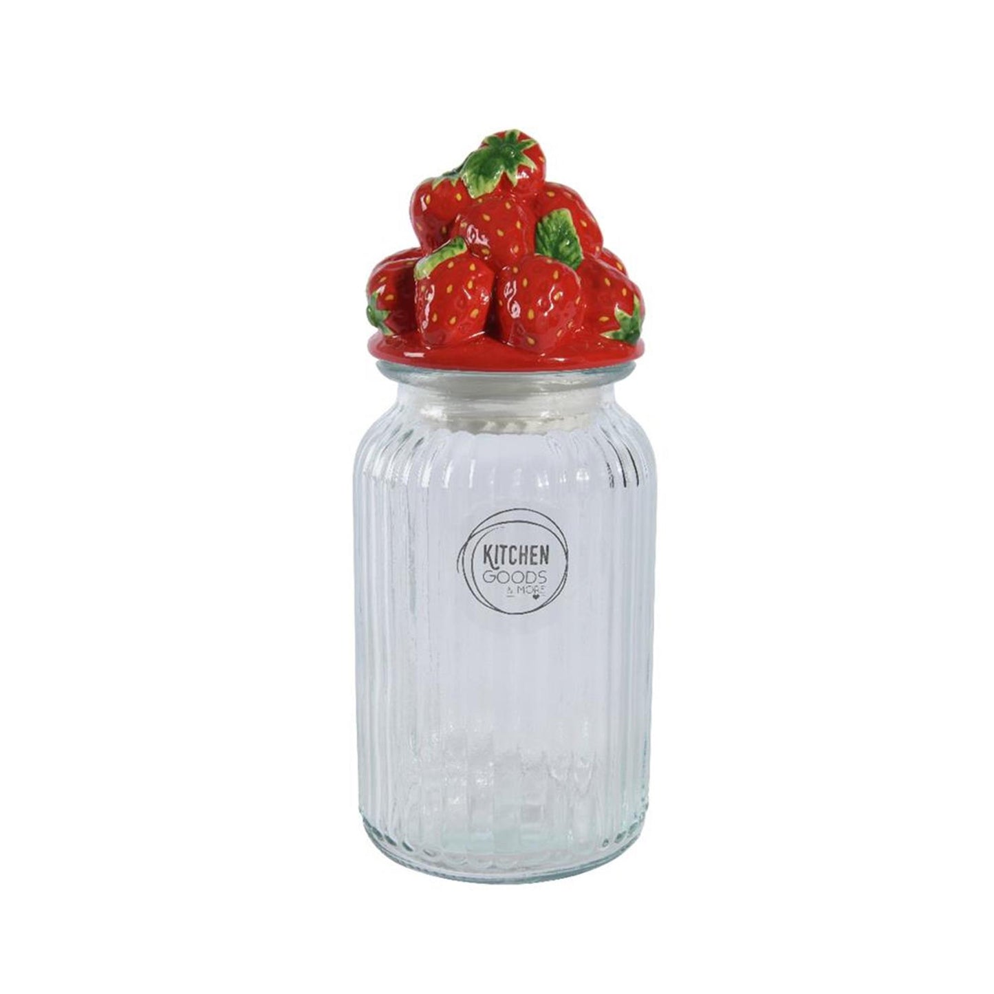 Decoris Erdbeer-Vorratsglas, 26,5 cm, Glas, Steingut