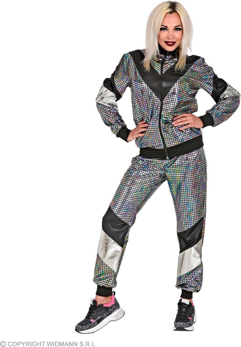Finidi Trainingsanzug Disco 80er Silber reflektierend