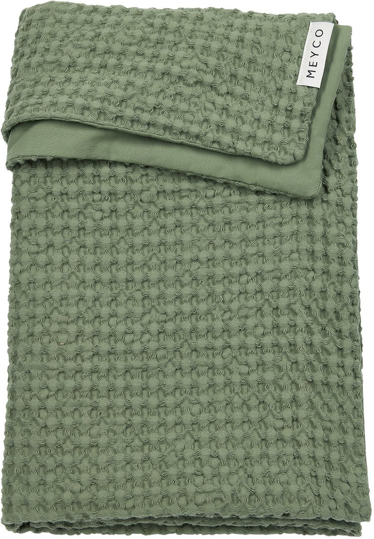 Meyco Baby-Waffel-Baumwoll-Kinderbettdecke – olivgrün – 100 x 150 cm – 1,0 Tog
