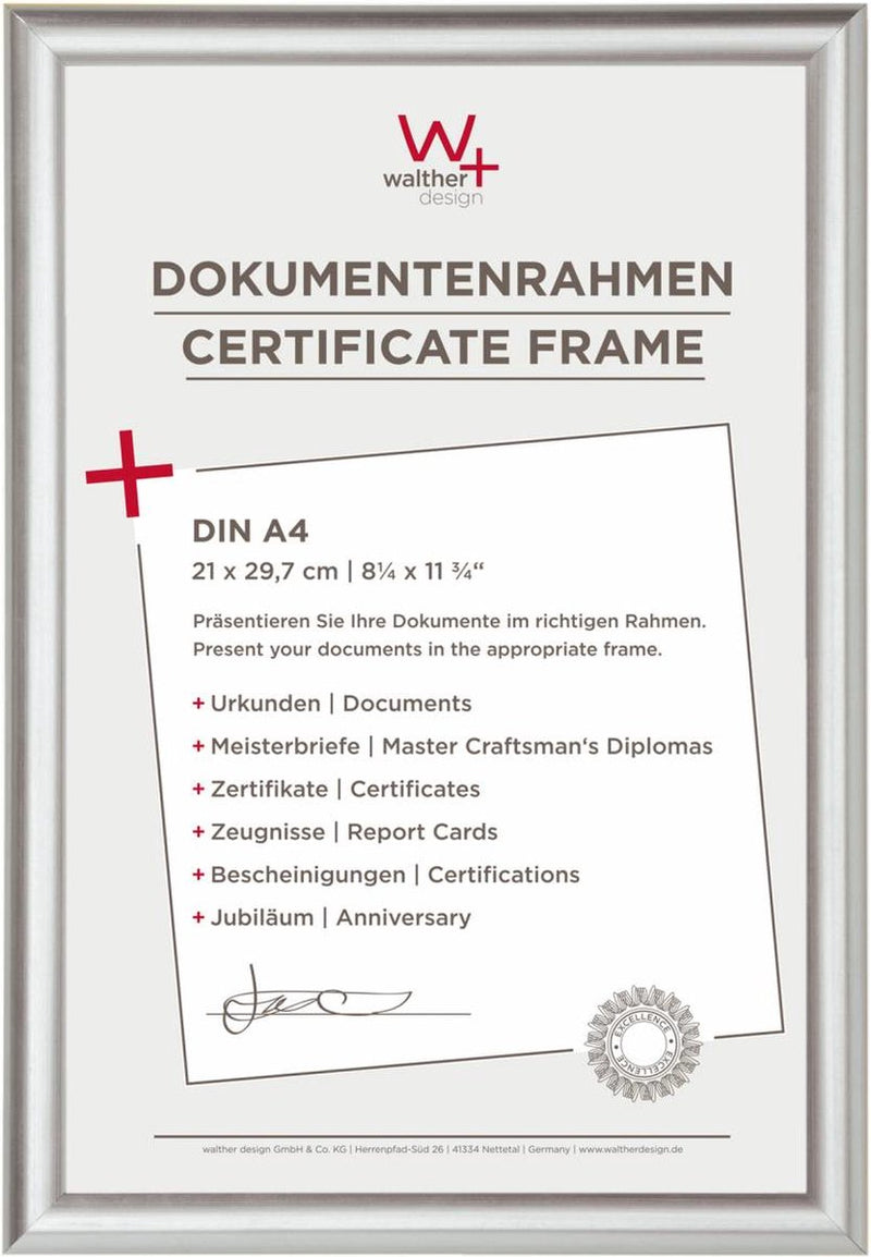 Walther trendstyle - Kunststoffrahmen - Fotogröße 21x29,7 cm (Din A4) - Silber