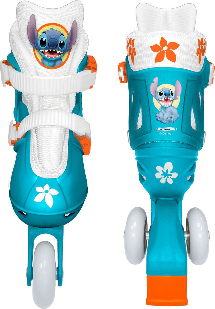 Stempeln Sie die magischen ersten Schlittschuhe! verstellbare 3-Rad-Rollen Disney Stitch (Größe 27-30)