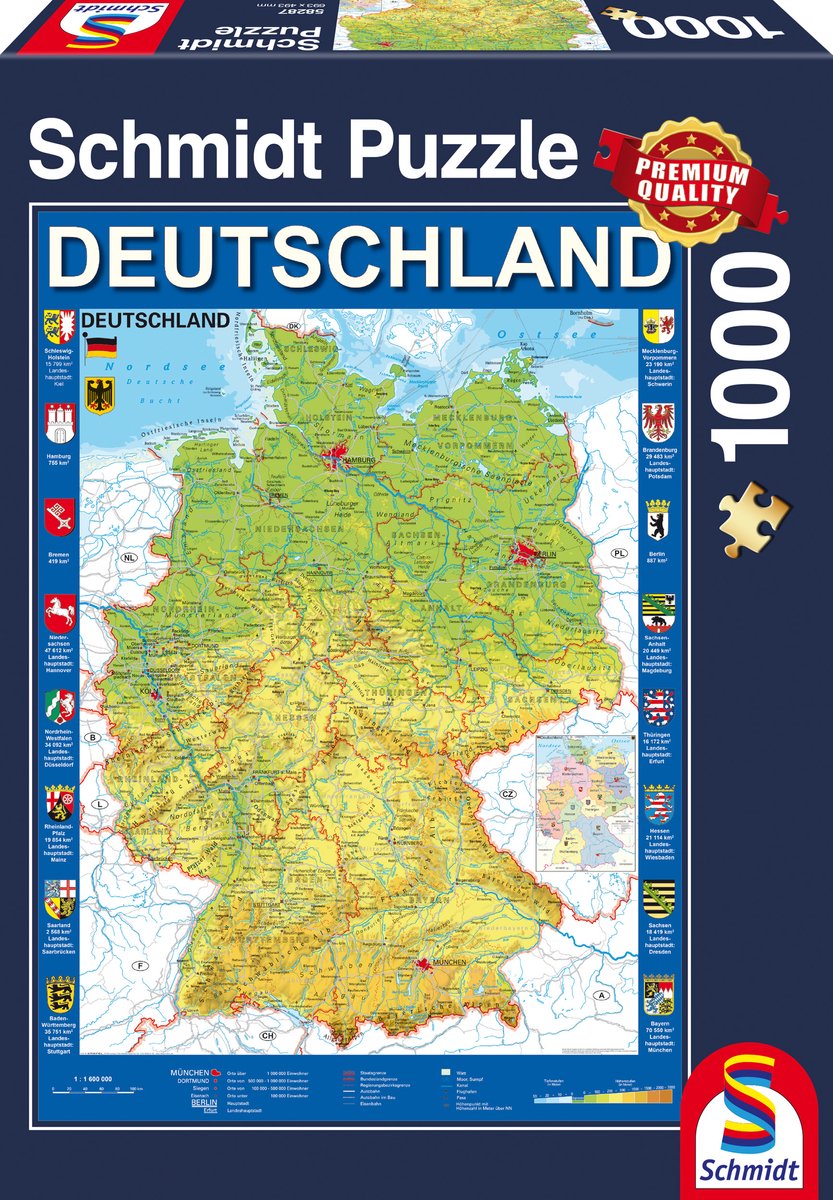 Schmidt - Puzzle - Deutschlandkarte - 1000 Teile - Erwachsene - ab 12 Jahren