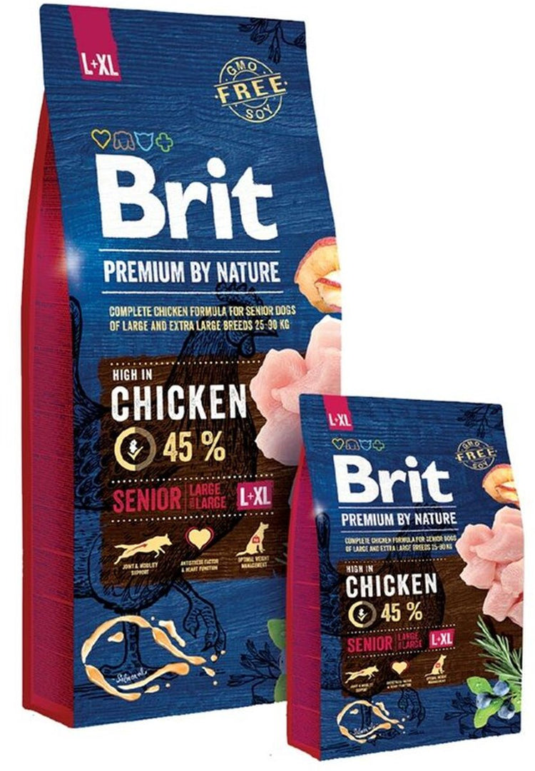 Brit Premium by Nature – Trockenfutter für Hunde – Senior Large XL – Huhn – 15 kg