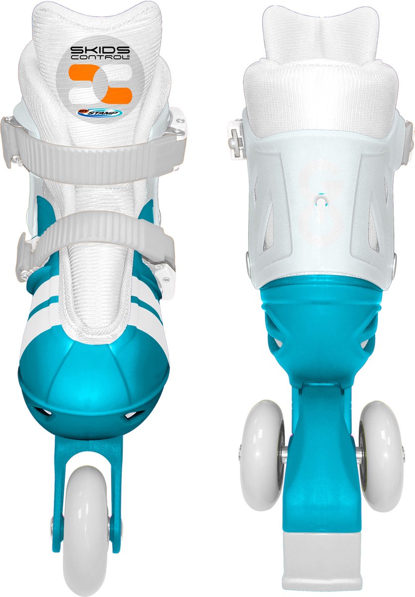 Stempel verstellbare Zwei-in-Eins-Skate-Kufen mit 3 Rädern, Unisex-Größe 27–30