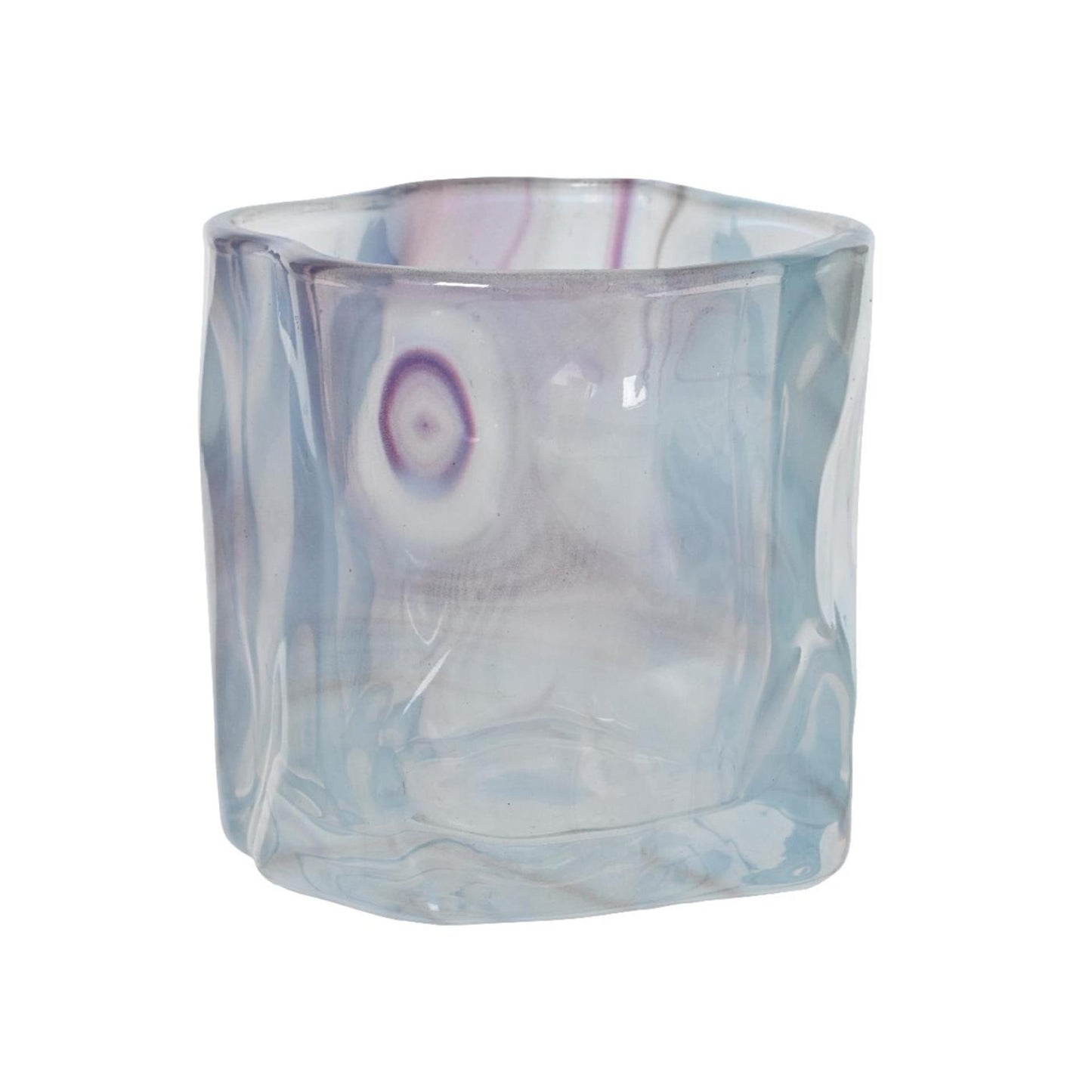 Decoris Teelichthalter Glas h8cm blau