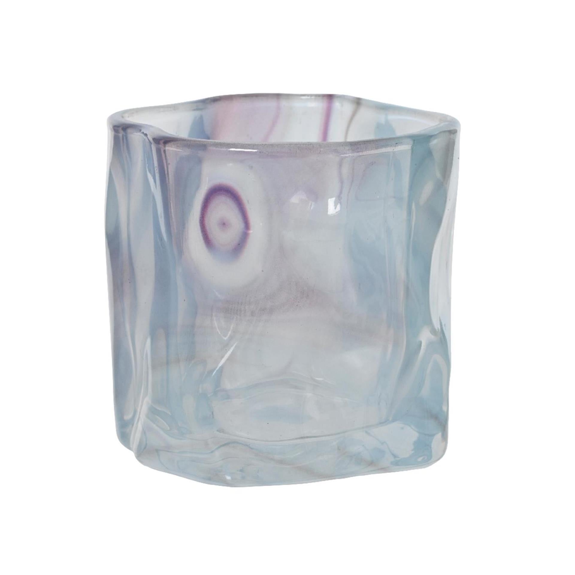 Decoris Teelichthalter Glas h8cm blau