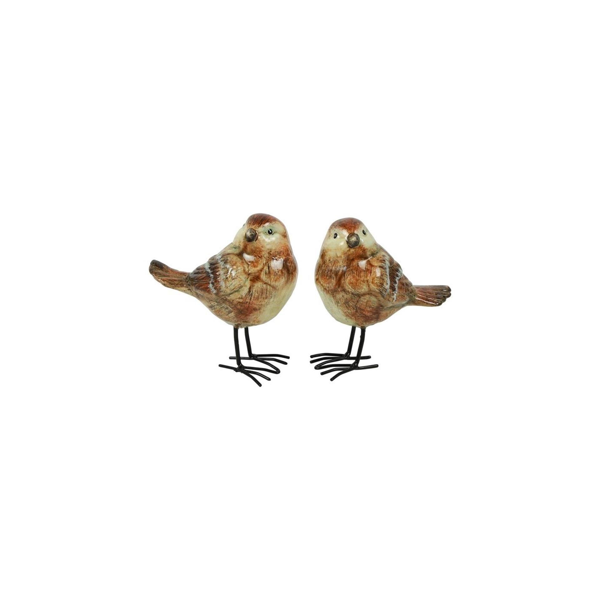Country Field Country Field Statue Vogel auf Beinen Jip braunes Steingut 10,5x6,5x11,5cm 2 sortiert