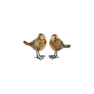 Country Field Country Field Statue Vogel auf Beinen Jip braunes Steingut 10,5x6,5x11,5cm 2 sortiert