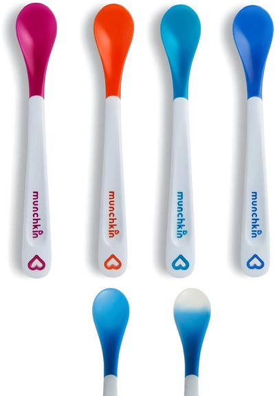 Munchkin Kinderbesteckset mit 4 Löffeln – wärmeempfindliche Löffel – geänderte Farbe – White-Hot-Technologie