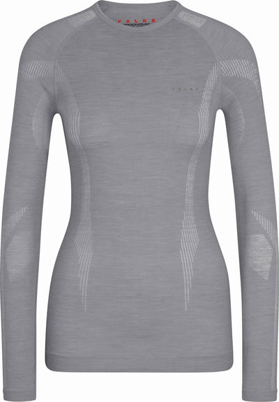 Falke Wool-Tech Longsleeve schnelltrocknendes Woll-Funktions-Langarmshirt Damen Grau - Größe M