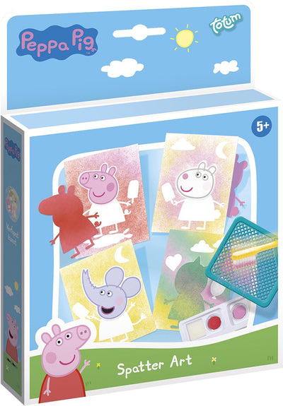 Totum Peppa Pig 4 Luxus-Kartengestaltung, kreatives Spielzeug-Bastelset, Spritzkunst, inkl. Aufkleber – Spielzeug zum Basteln für Jugendliche