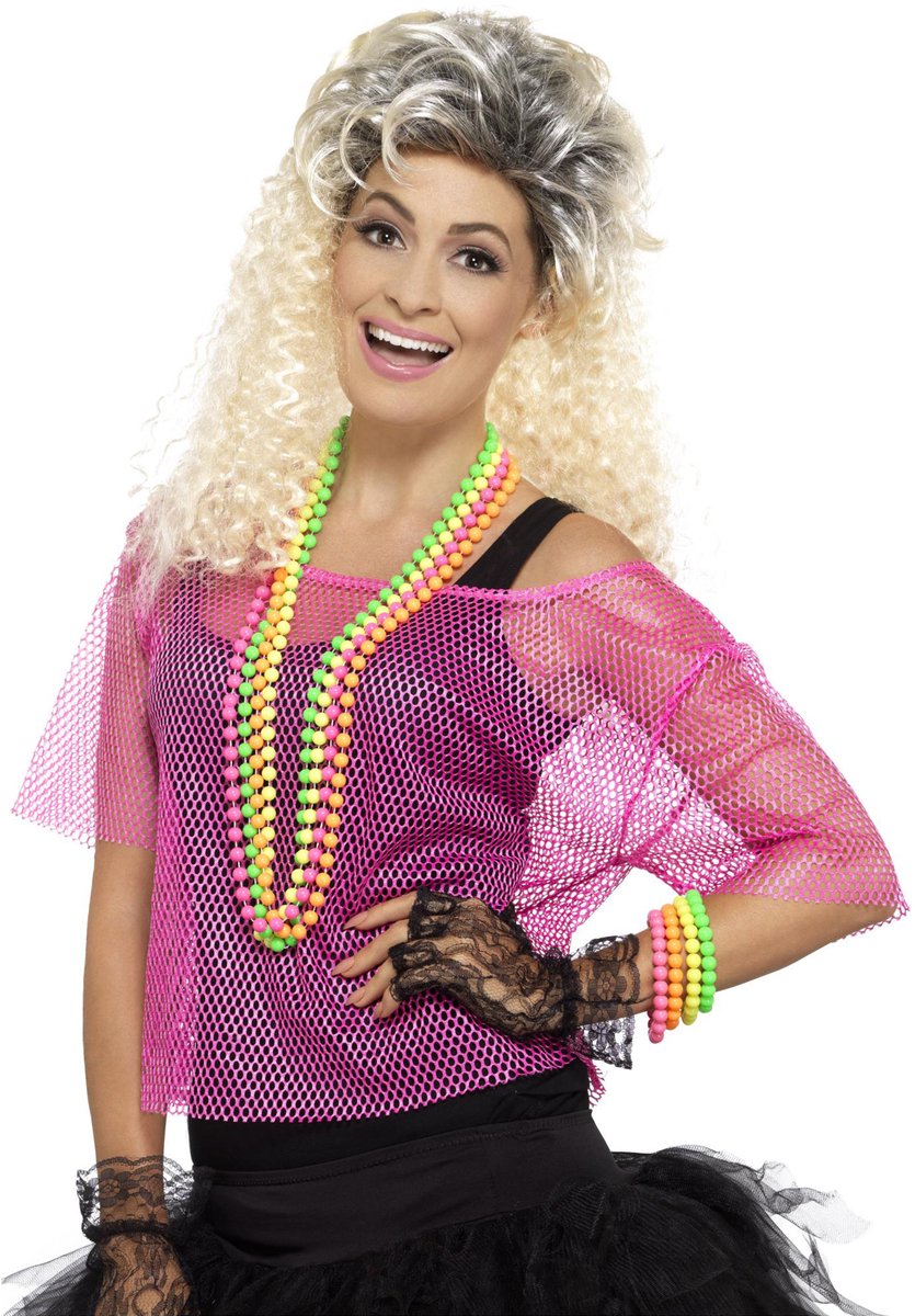 Smiffys Netz-Top neonpink – Größe M L