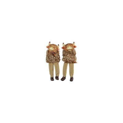 Country-Field-Statue, schottischer Highlander mit baumelnden Beinen, Temmi-Braun, Polystone, 7 x 6 x 24 cm, 2 Sortiert