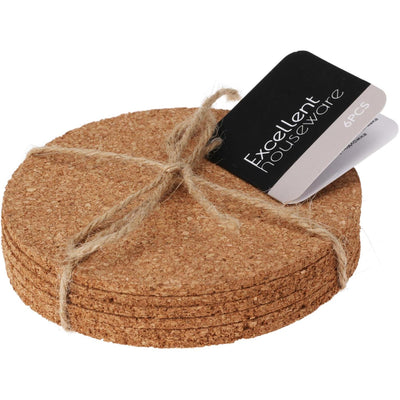 Cork Coaster Round, 6st.