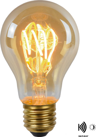 Dämmerungssensor Lucide A60 – Glühlampe – ø 6 cm – LED – E27 – 1 x 4 W 2200 K – Tag-Nacht-Sensor – Bernstein