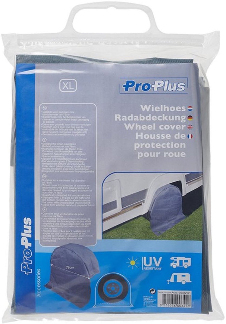 Proplus Radabdeckung XL – Wohnmobil-Reifenabdeckung – wetterfest – UV-stabilisiert – Grau