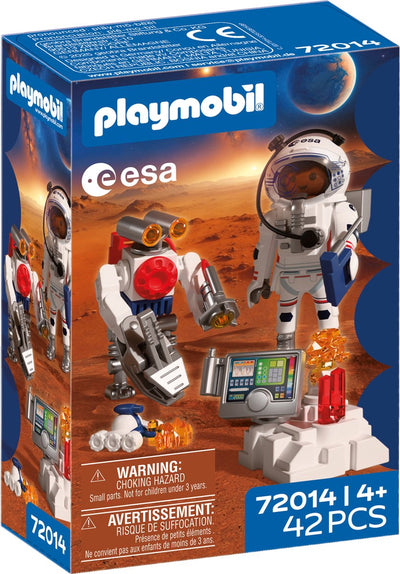 Playmobil Space ESA Astronaut mit Roboter | mit Mars-Crawler, Analysestation 3 Gesteinsproben | Weltraumforschung | hochwertiges Spielzeugset | Spaß für Kinder ab 4 Jahren | 72014
