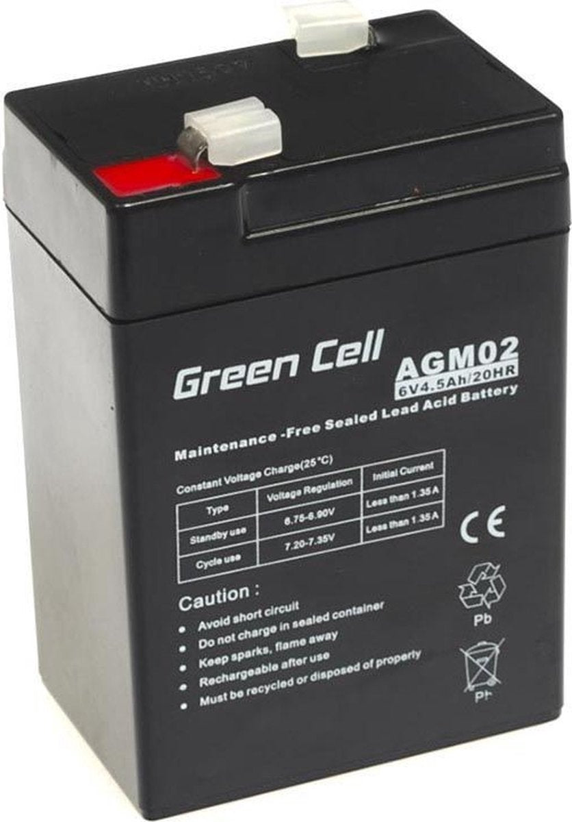 Green Cell 6 V 4,5 Ah (4,6 mm) 4500 mAh VRLA AGM-Batterie
