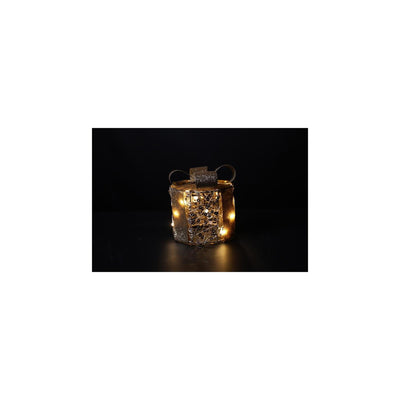 Landfeld Landfeld Weihnachtsgeschenk mit 10 LED-Lichtern Pippa Gold Metall ø10x11cm mit Timer, 2xaa