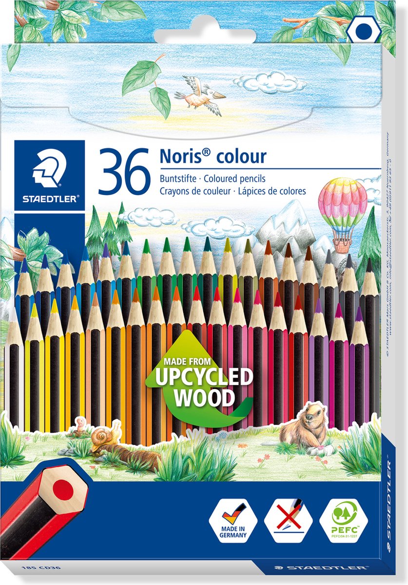 Staedtler noris color Buntstift aus Upcycling-Holz - Set 36-tlg