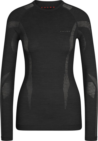 Falke Wool-Tech Longsleeve schnelltrocknendes Woll-Funktions-Langarmshirt Damen Schwarz - Größe S