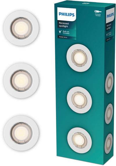 Philips LED Philips Peridot Einbaustrahler – GU10-Fassung – weiß – rund – fester Kopf – 3er-Pack