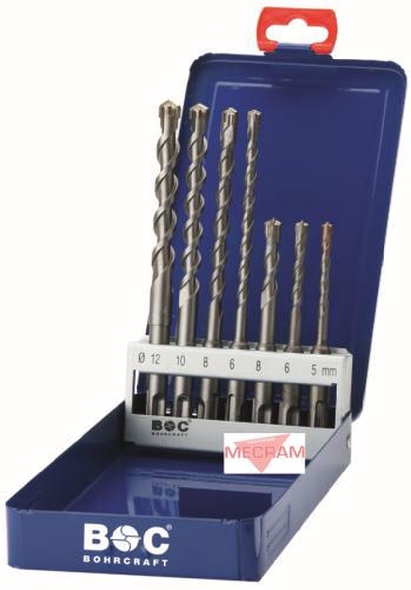 Bohrcraft Hammerbohrer-Set 4-fach SDS-plus mit 4 HM Schneiden 7-teilig